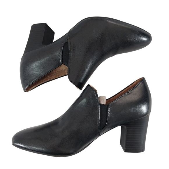 NWOT! ABELLA! EXPERT COMFORT! BLACK VEGAN LEATHER CHUNKY HEEL ANKLE BOOTS! SZ 6M - Picture 7 of 10